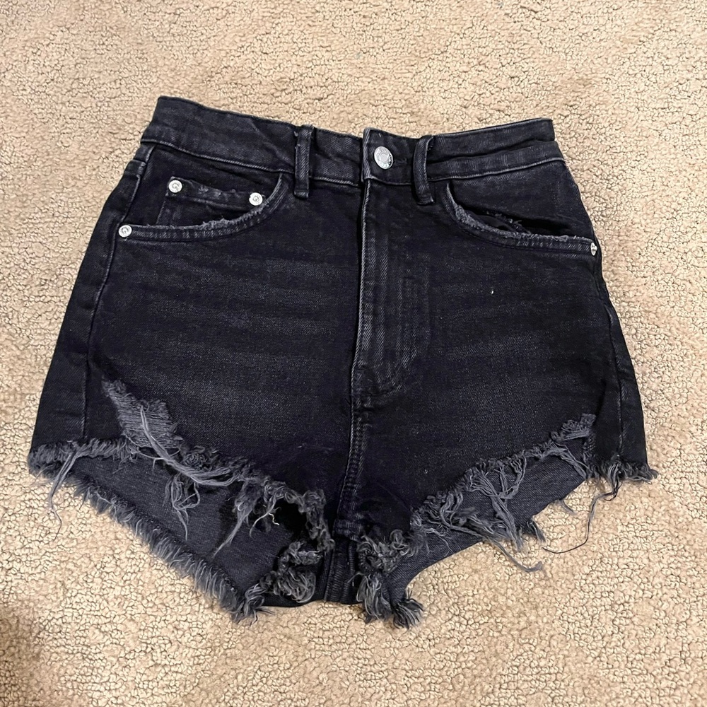 Zara black high rise denim shorts
